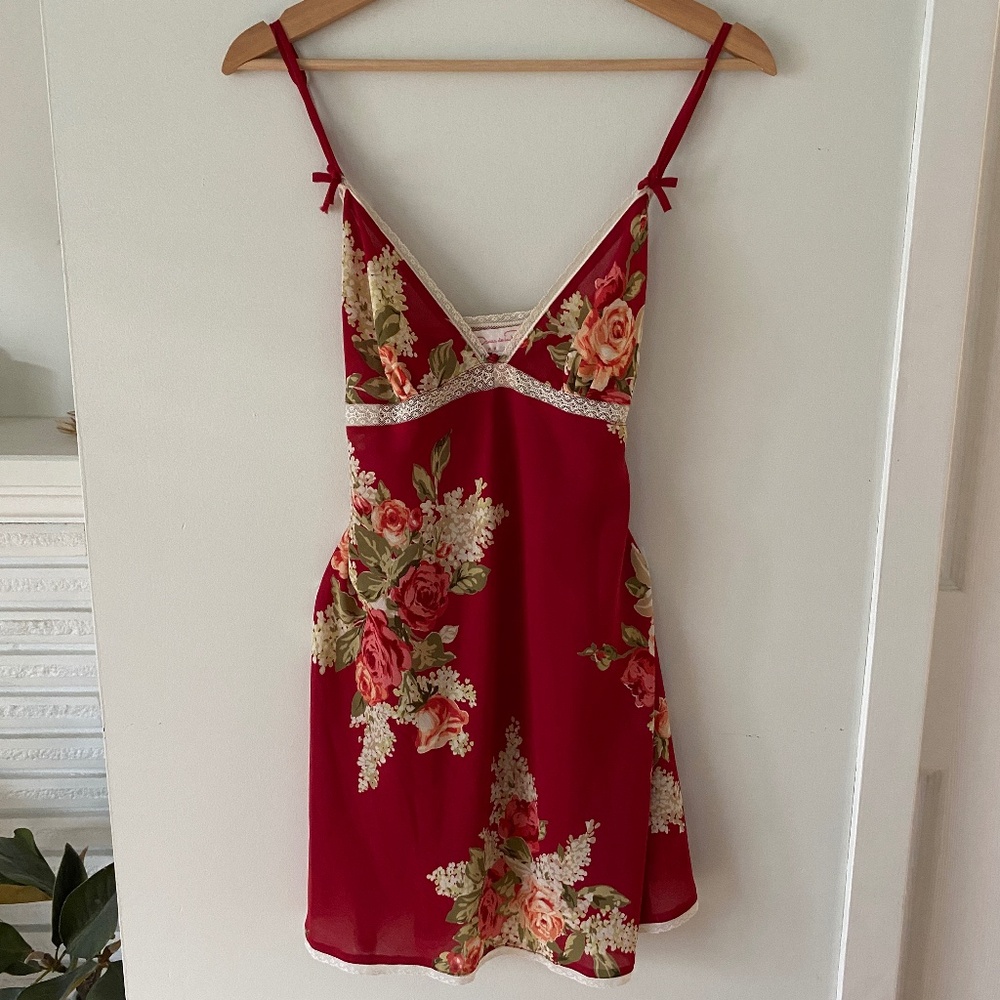 Oscar De La Renta Red Floral Dress